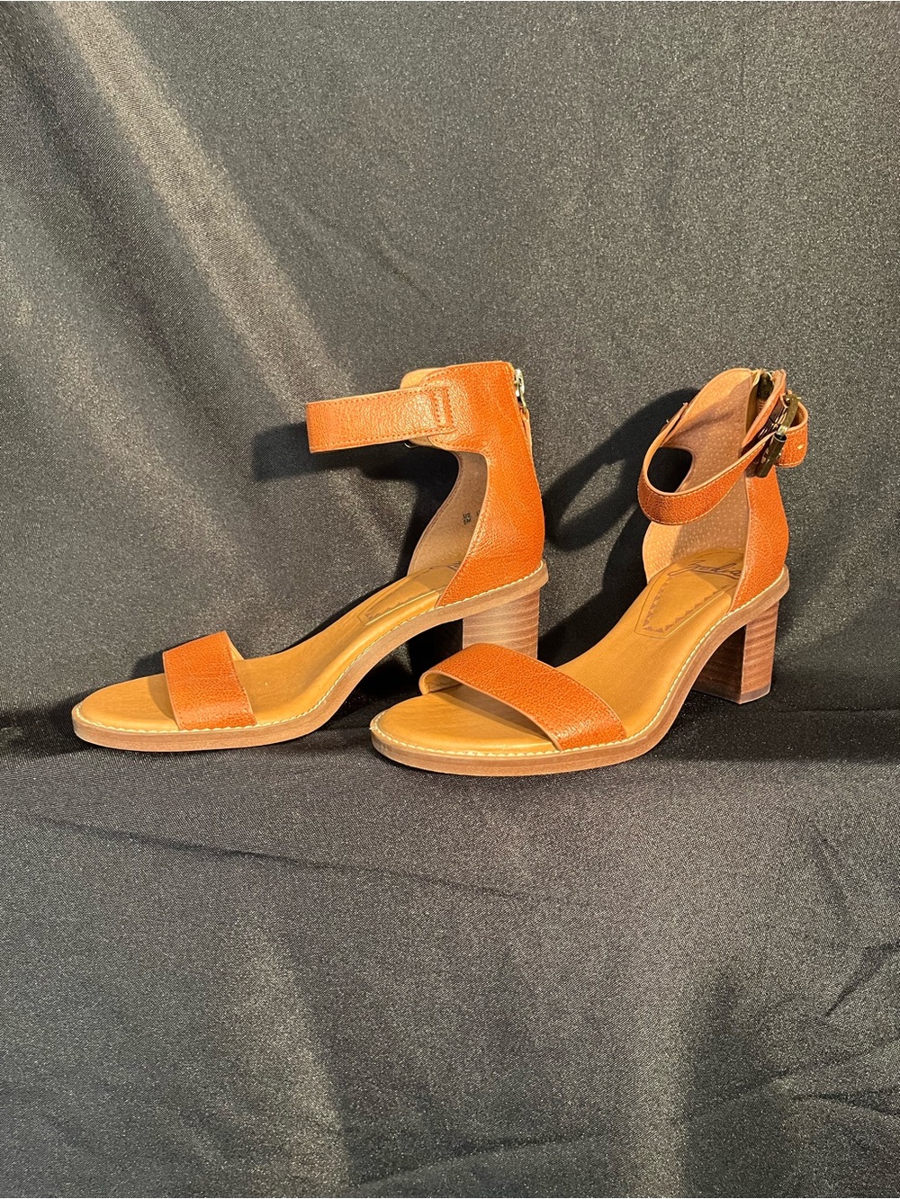 Zodiac Tan Ankle-Strap Block Heel Sandals